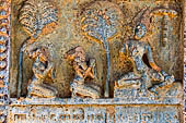 Old Bagan Myanmar. The Mingala Zedi. Well-preserved glazed Jataka plaques. 